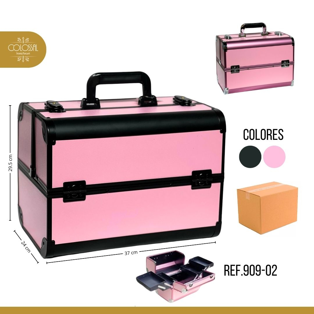 U-AA-NECESER ROSADO CON NEGRO Y ROSADO CON PLATEADO REF. 909-02 ###