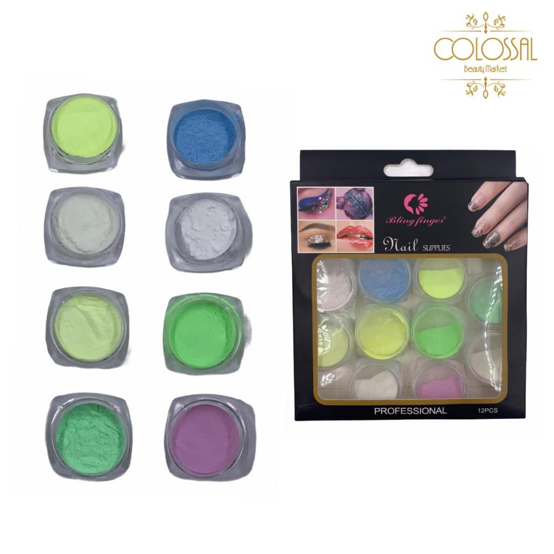 U-E-UZ-GLITTER  POLVO NEON DE U?AS X12  REF U86-18***